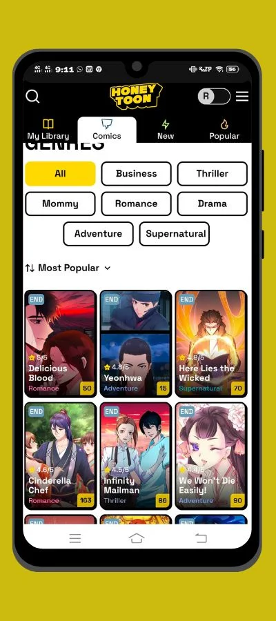 genre filters & trending picks